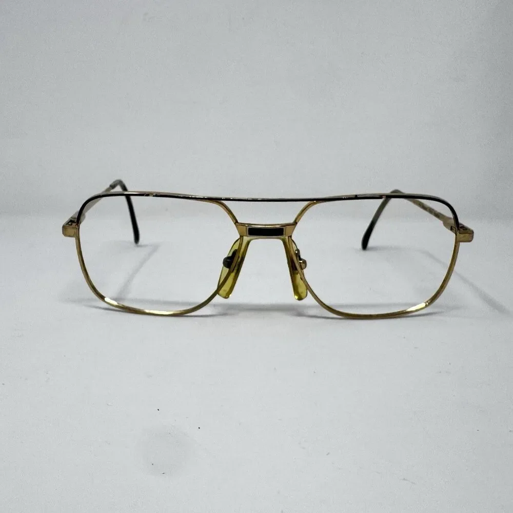 Vintage Made In Italy Gold Metal Aviator Eyeglass Frames 56-16-140